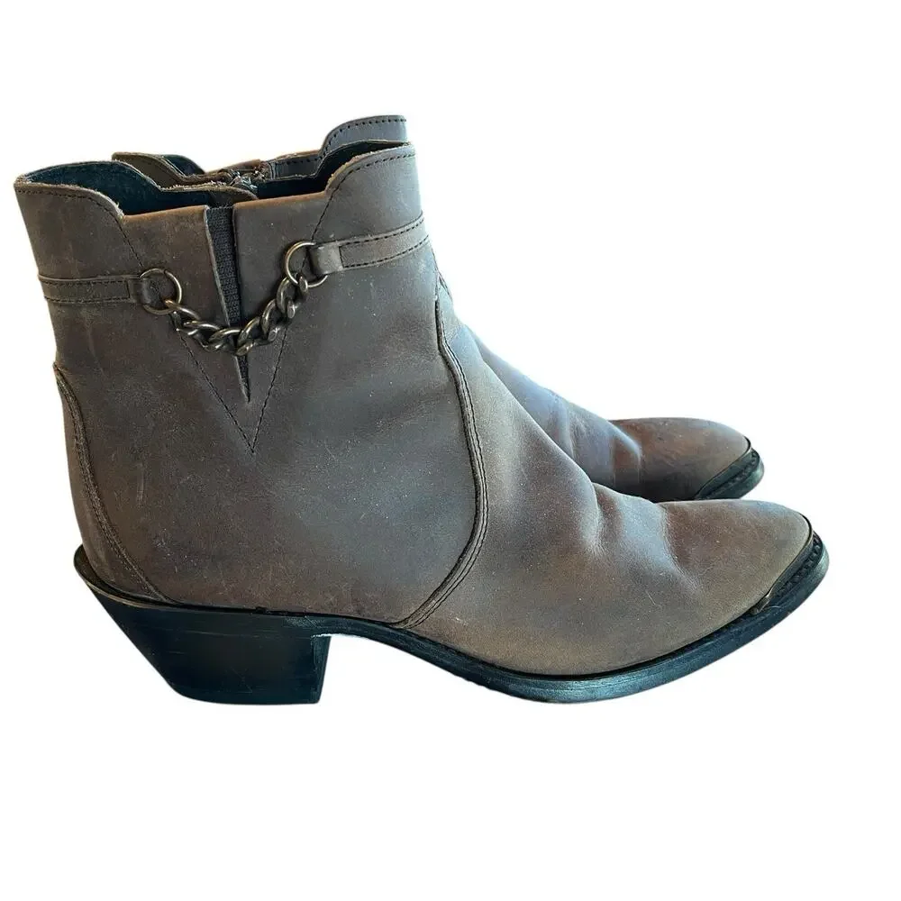 Durango Booties Boots Women Size 7.5M Brown Leather Western Cowgirl Rodeo Retro
